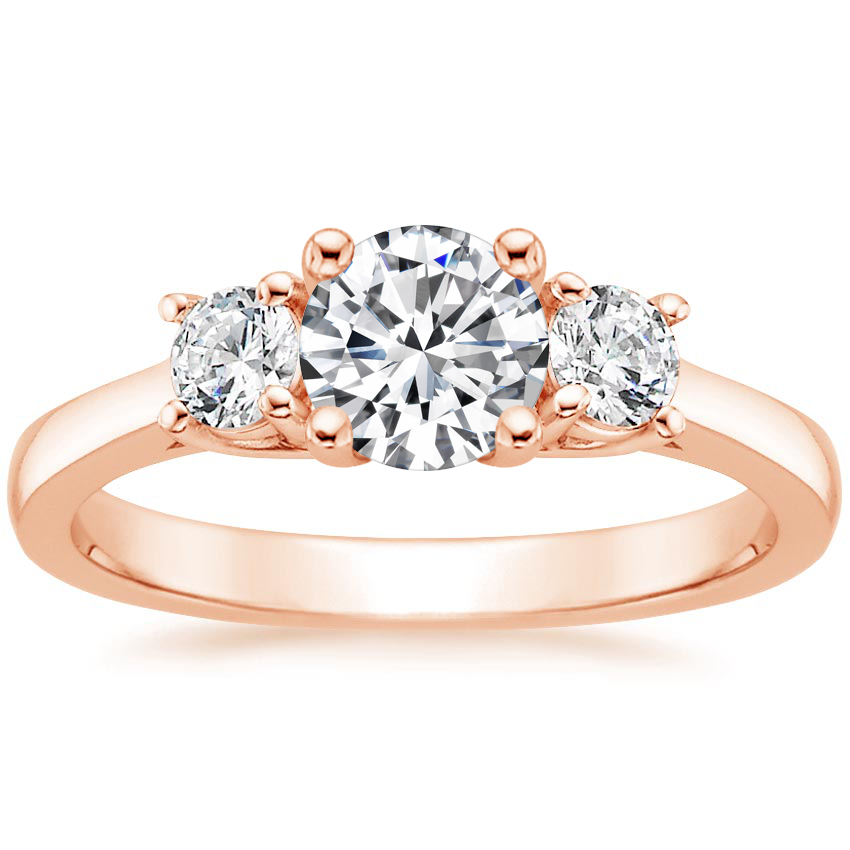 14K Rose Gold Petite Three Stone Trellis Diamond Ring (1/3 ct. tw.), large top view