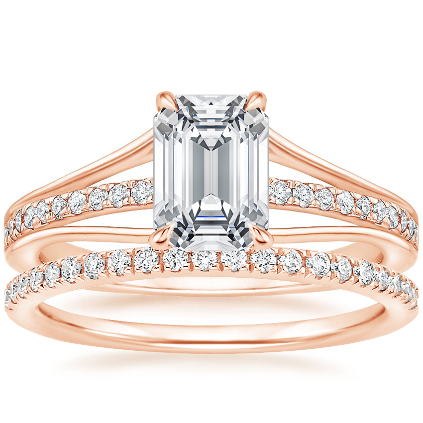 18K White Gold Tressa Split Shank Diamond Ring with Ballad Diamond Ring ...