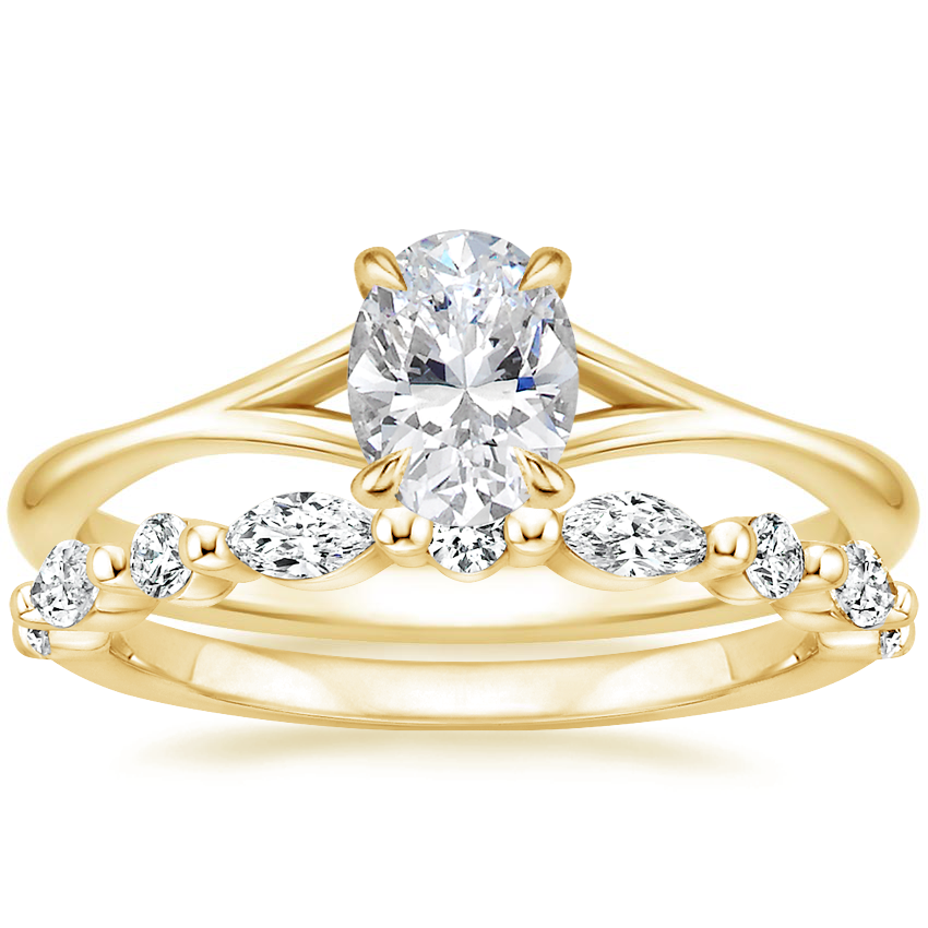 18K Yellow Gold Valetta Ring with Versailles Diamond Ring (3/8 ct. tw.)