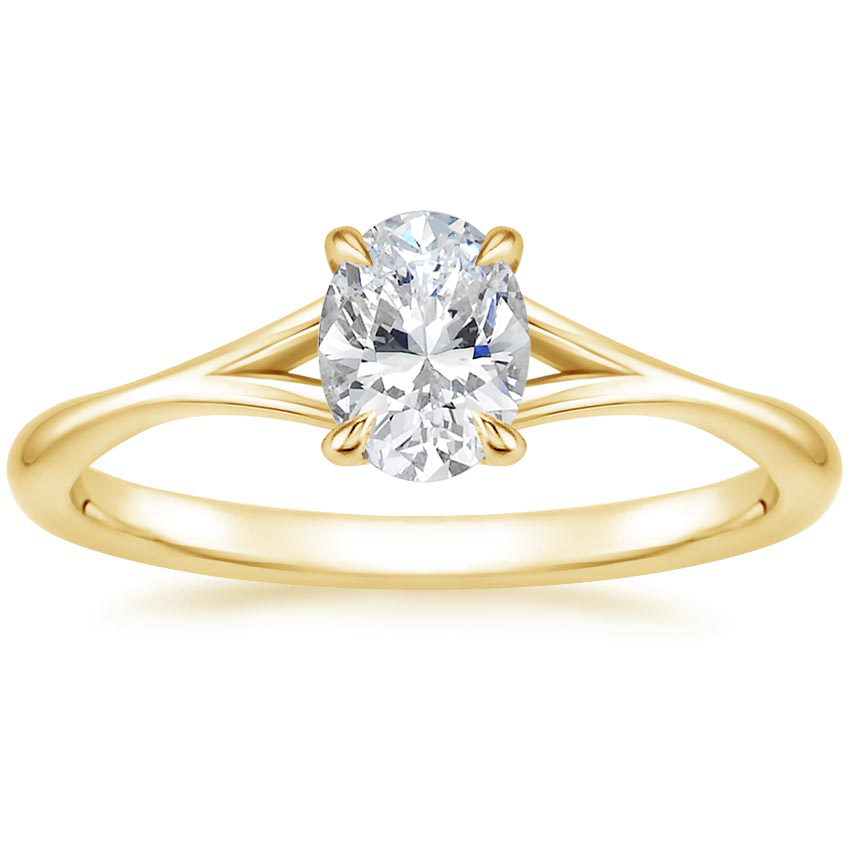 Oval Split Shank Solitaire Ring 