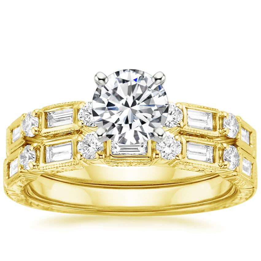 18K Yellow Gold Vintage Diamond Baguette Bridal Set (1/2 ct. tw ...