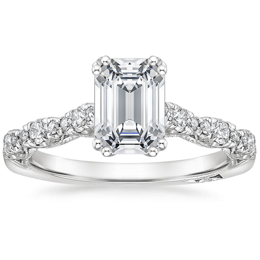 Platinum Tacori Petite Crescent Pavé Diamond Ring (1/3 ct. tw.), large top view