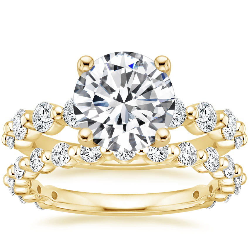 18K Yellow Gold Monaco Diamond Ring (2/3 ct. tw.) with Luxe Marseille Diamond Ring (1/2 ct. tw.)