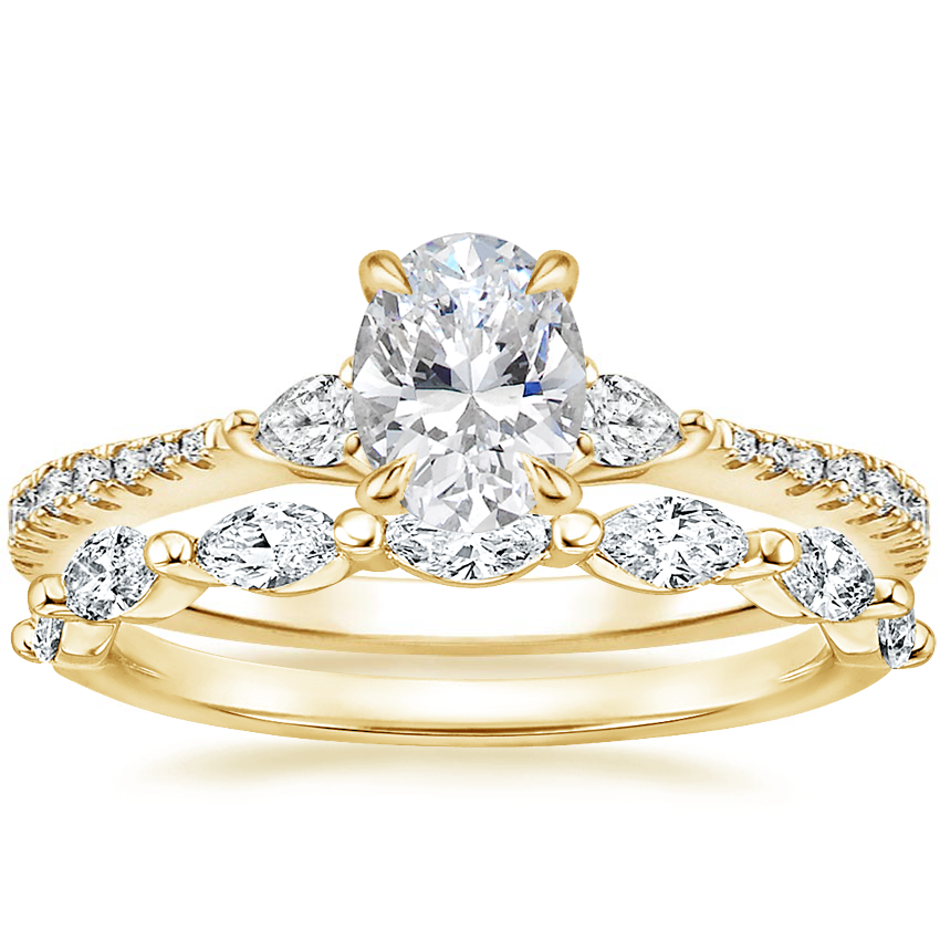 18K Yellow Gold Luxe Aria Diamond Ring (1/5 ct. tw.) with Joelle Diamond Ring