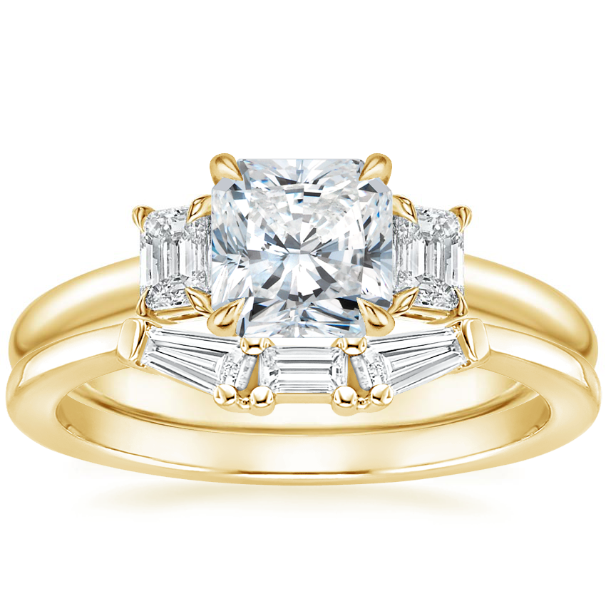 18K Yellow Gold Rhiannon Diamond Ring (1/4 ct. tw.) with Tapered Baguette Diamond Ring