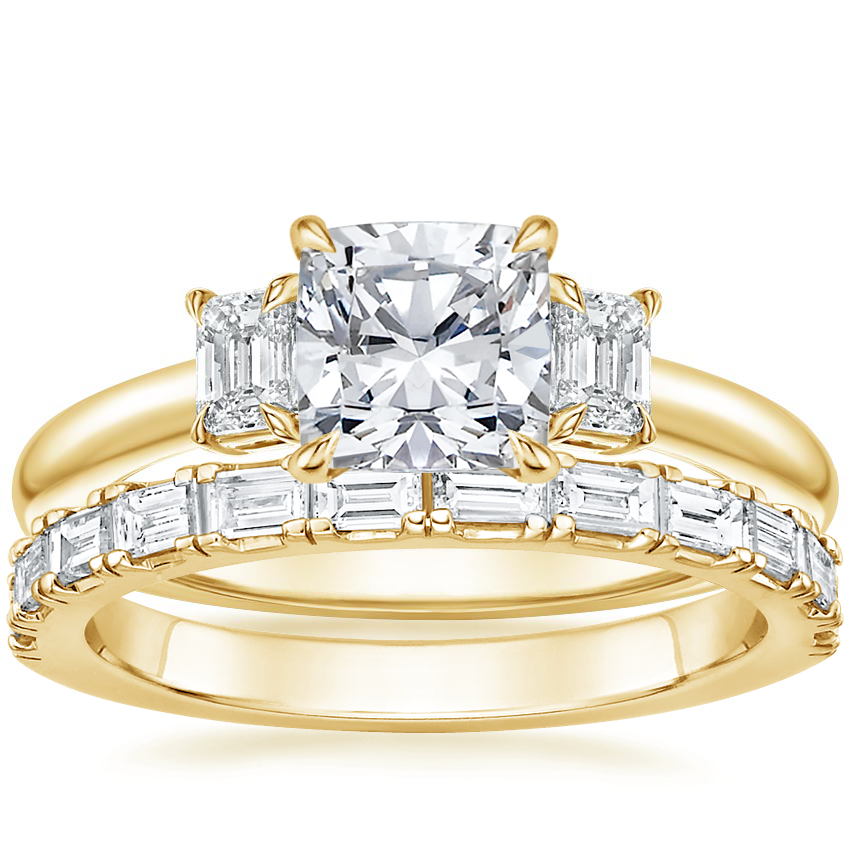 18K Yellow Gold Rhiannon Diamond Ring (1/4 ct. tw.) with Gemma Diamond Ring (1/2 ct. tw.)