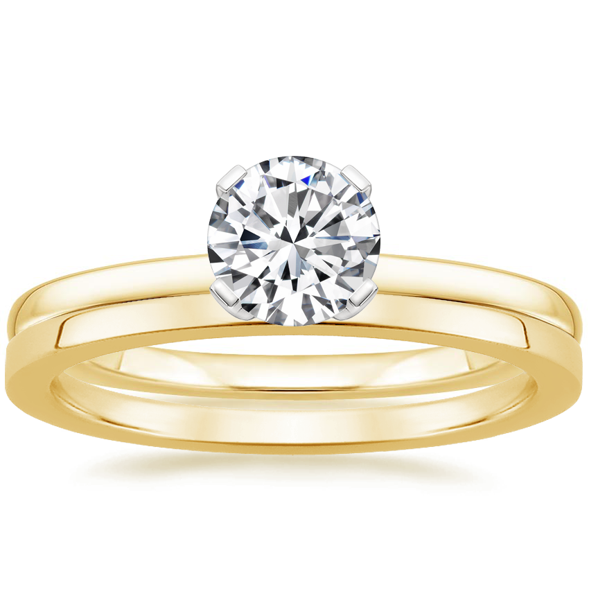 18K Yellow Gold Melinda Ring with Petite Quattro Wedding Ring