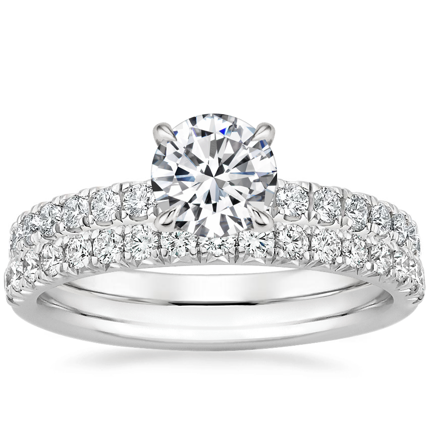 18K White Gold Luxe Heritage Diamond Ring (1/3 ct. tw.) with Amelie Diamond Ring (1/3 ct. tw.)