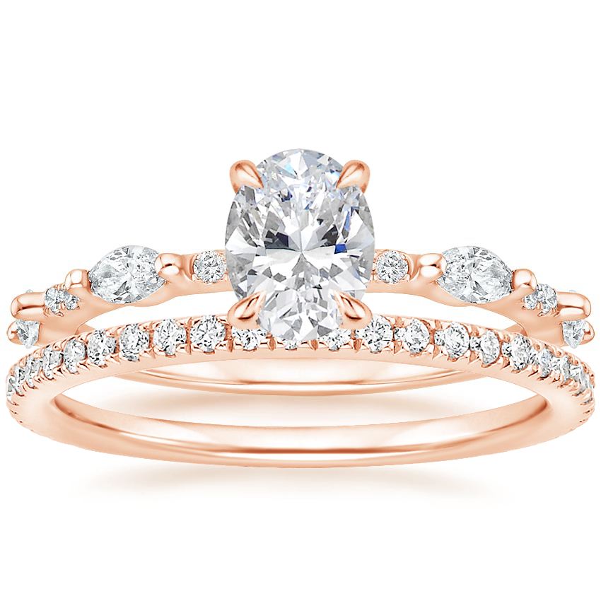 14K Rose Gold Palais Diamond Ring with Luxe Ballad Diamond Ring (1/4 ct. tw.)