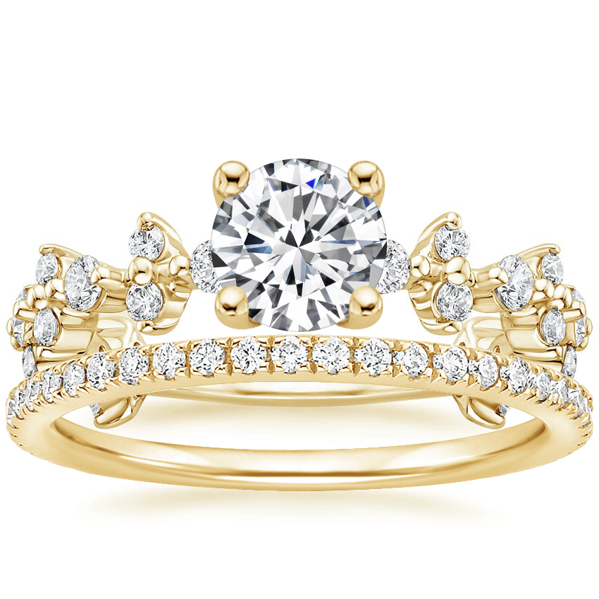 18K Yellow Gold Reflection Diamond Ring with Luxe Ballad Diamond Ring (1/4 ct. tw.)