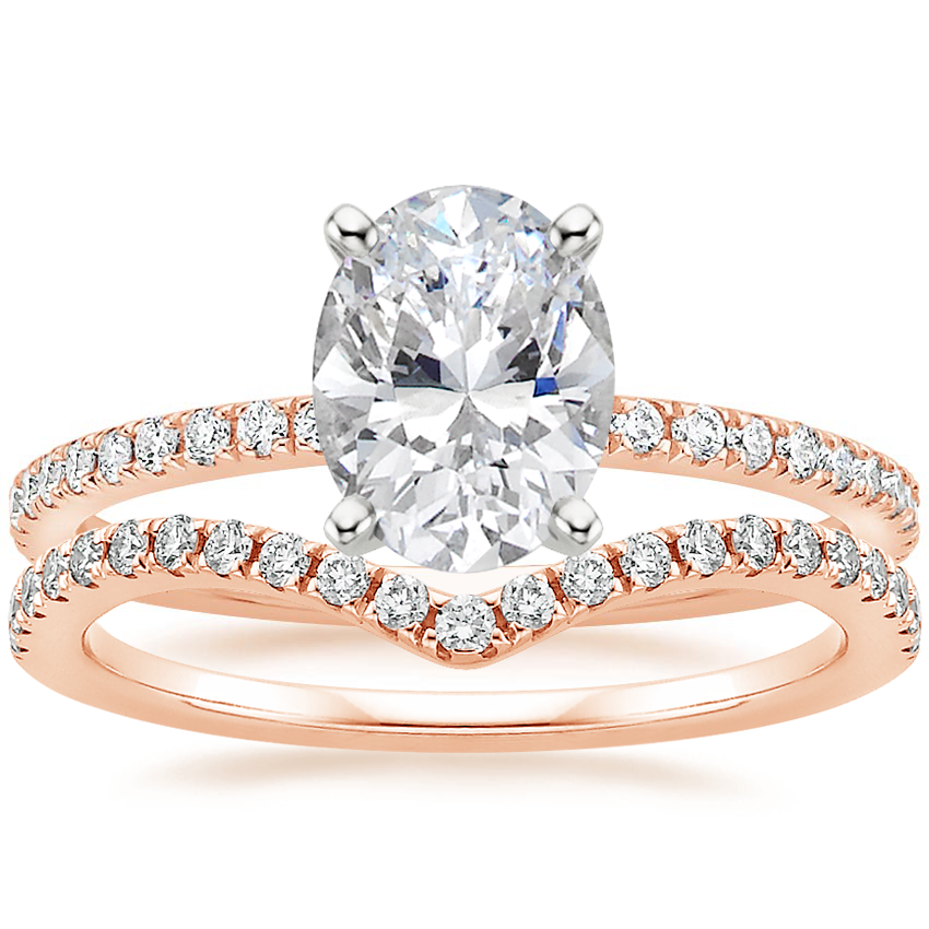 14K Rose Gold Luxe Ballad Diamond Ring (1/4 ct. tw.) with Flair Diamond Ring (1/6 ct. tw.)