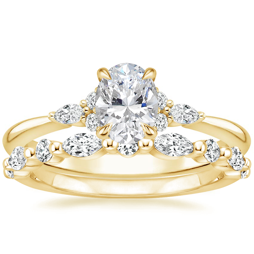 18K Yellow Gold Nadia Diamond Ring with Versailles Diamond Ring (3/8 ct. tw.)