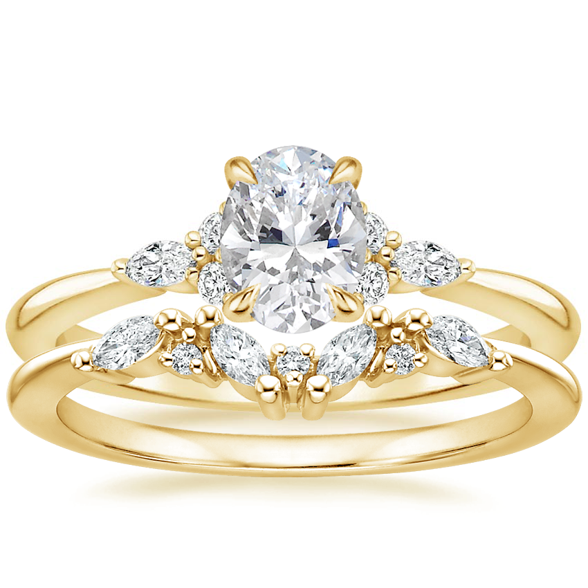 18K Yellow Gold Nadia Diamond Ring with Yvette Diamond Ring