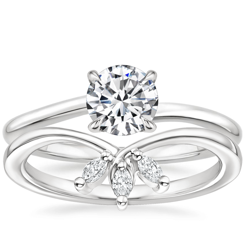 18K White Gold Monsella Ring with Abelia Diamond Ring