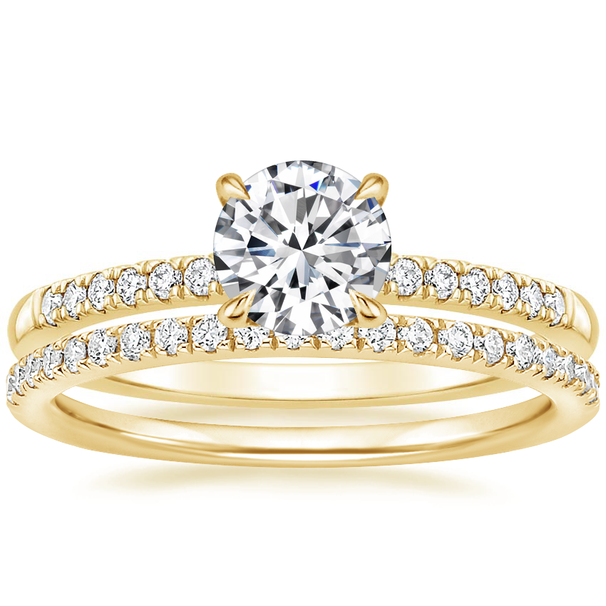 18K Yellow Gold Petite Viviana Diamond Ring (1/6 ct. tw.) with Ballad Diamond Ring (1/6 ct. tw.)