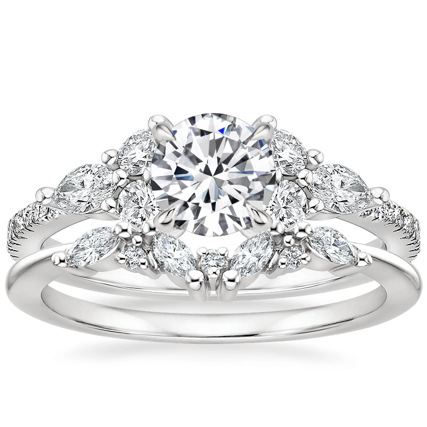 18K White Gold Luxe Nadia Diamond Ring (1/2 ct. tw.) with Yvette Diamond Ring