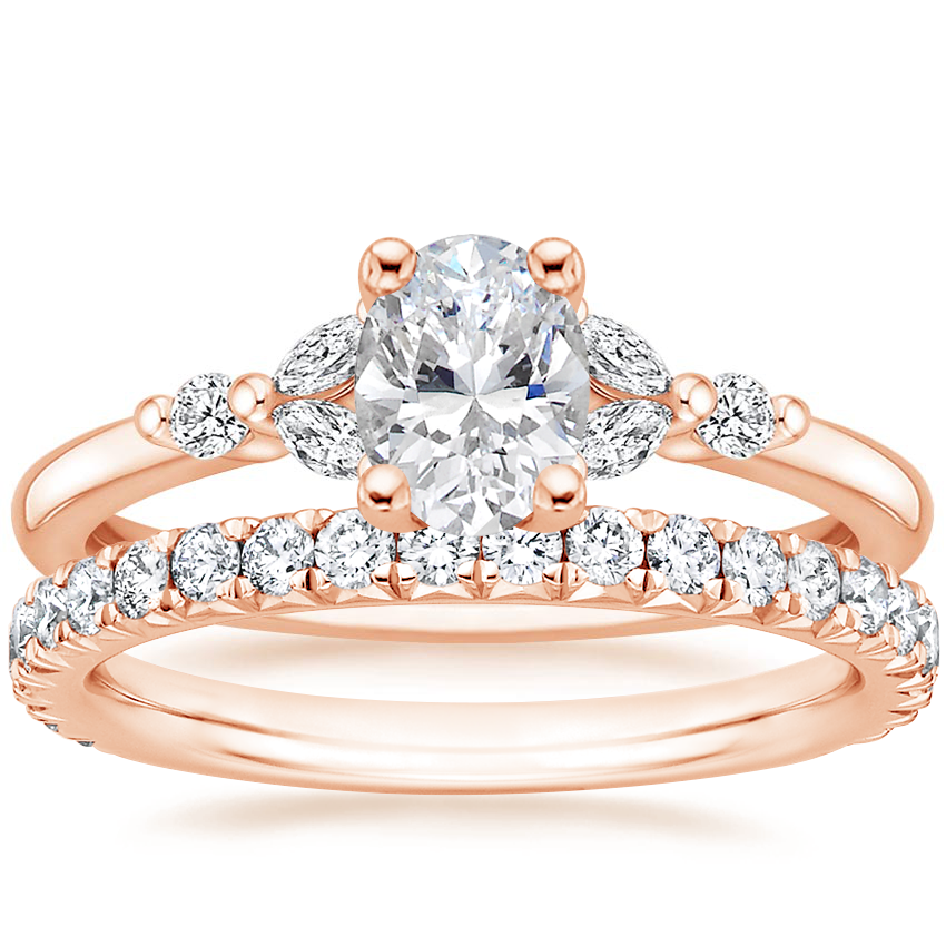 14K Rose Gold Verbena Diamond Ring with Luxe Amelie Diamond Ring (1/2 ct. tw.)