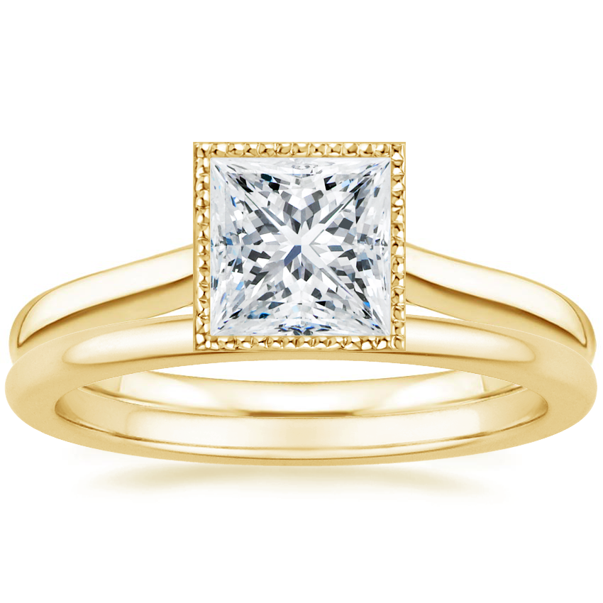 14K Yellow Gold Margot Ring with Petite Comfort Fit Wedding Ring