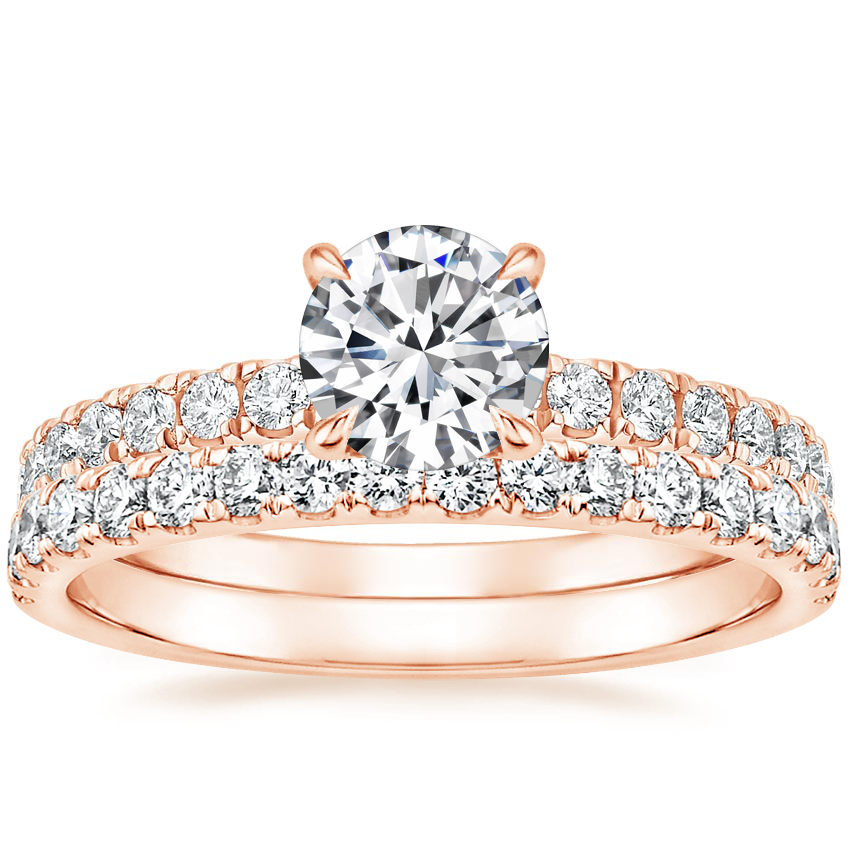 14K Rose Gold Luxe Heritage Diamond Ring (1/3 ct. tw.) with Constance Diamond Ring (1/3 ct. tw.)