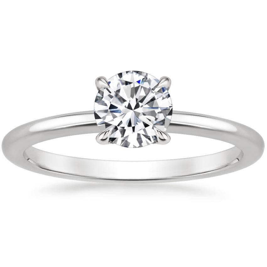 18K White Gold Secret Halo 1.5mm Diamond Ring, large top view