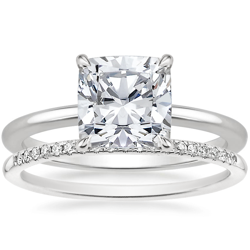 Platinum Secret Halo Diamond Ring with Whisper Diamond Ring (1/10 ct. tw.)