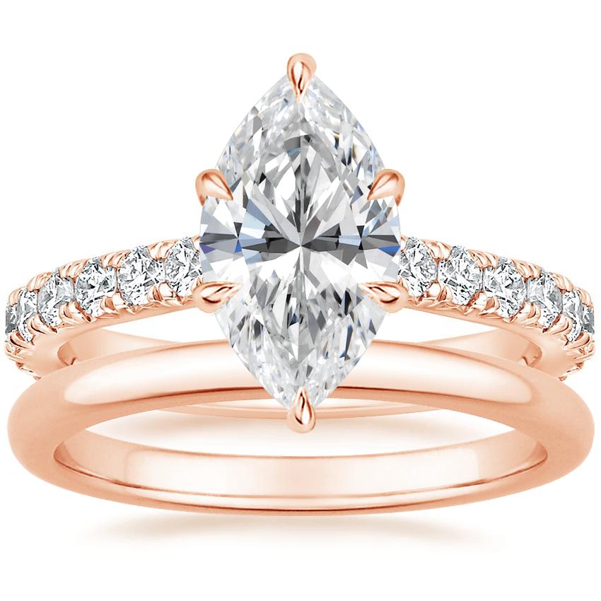 14K Rose Gold Luxe Sienna Diamond Ring with 2mm Comfort Fit Wedding Ring