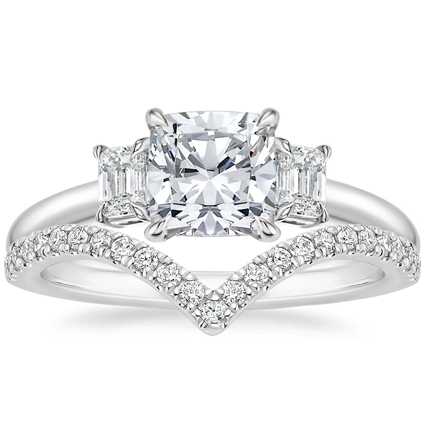 Platinum Rhiannon Diamond Ring (1/4 ct. tw.) with Elongated Luxe Flair Diamond Ring