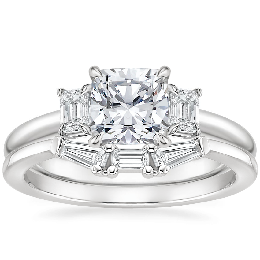 18K White Gold Rhiannon Diamond Ring (1/4 ct. tw.) with Tapered Baguette Diamond Ring