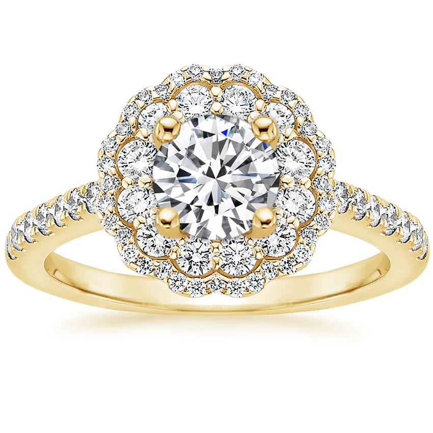 18K Yellow Gold Rosa Diamond Ring, large top view