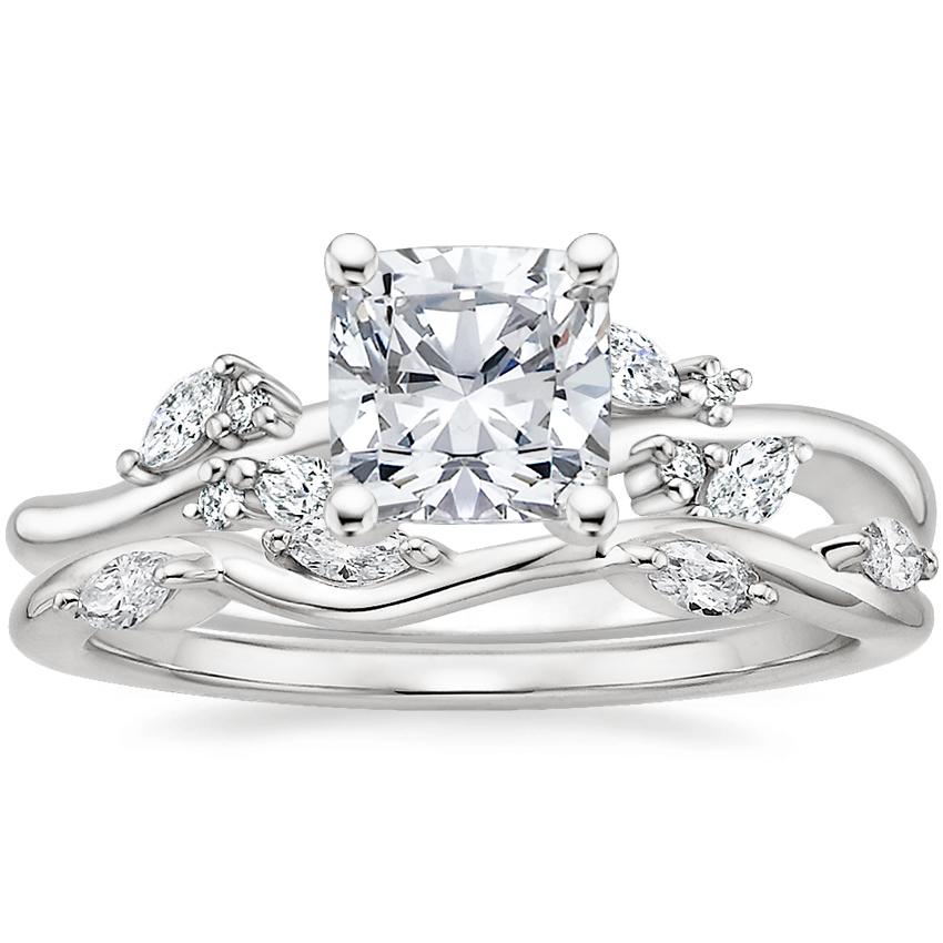 14K White Gold Arden Diamond Ring with Winding Willow Diamond Ring (1/8 ct. tw.)