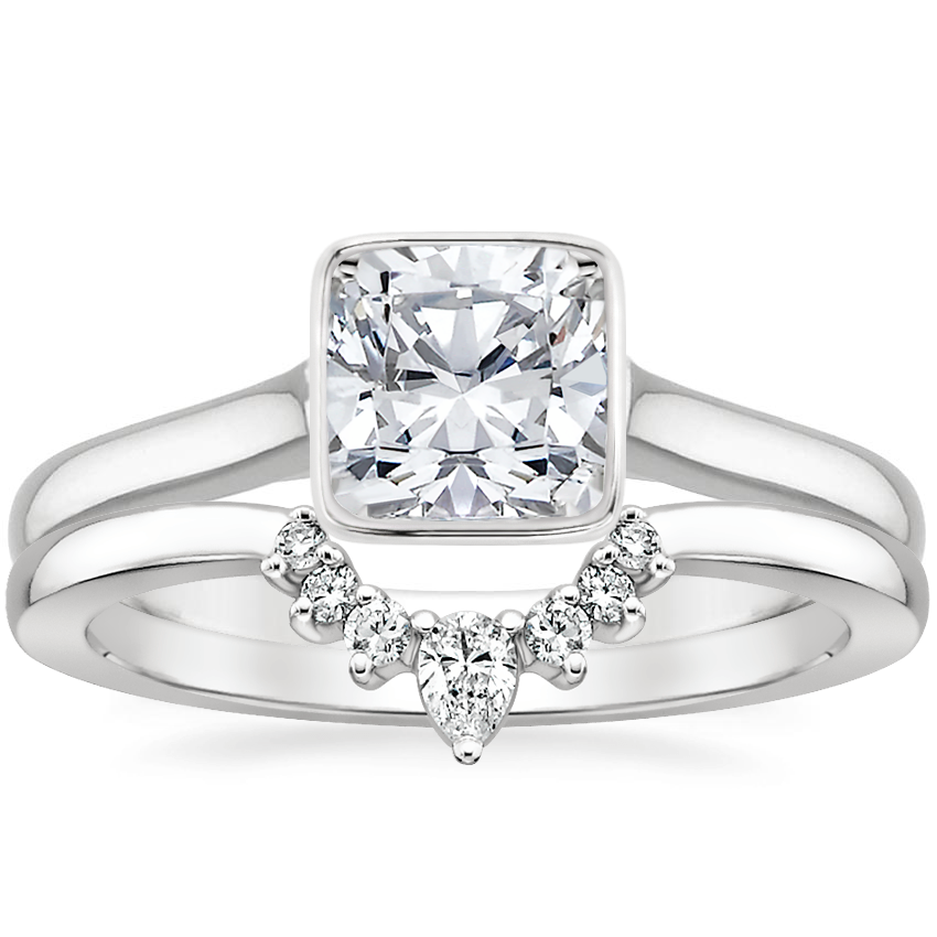 18K White Gold Luna Ring with Lunette Diamond Ring