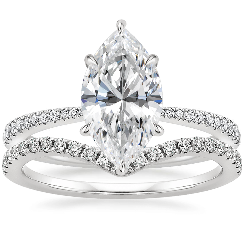 Platinum Elena Diamond Ring with Flair Diamond Ring (1/6 ct. tw.)