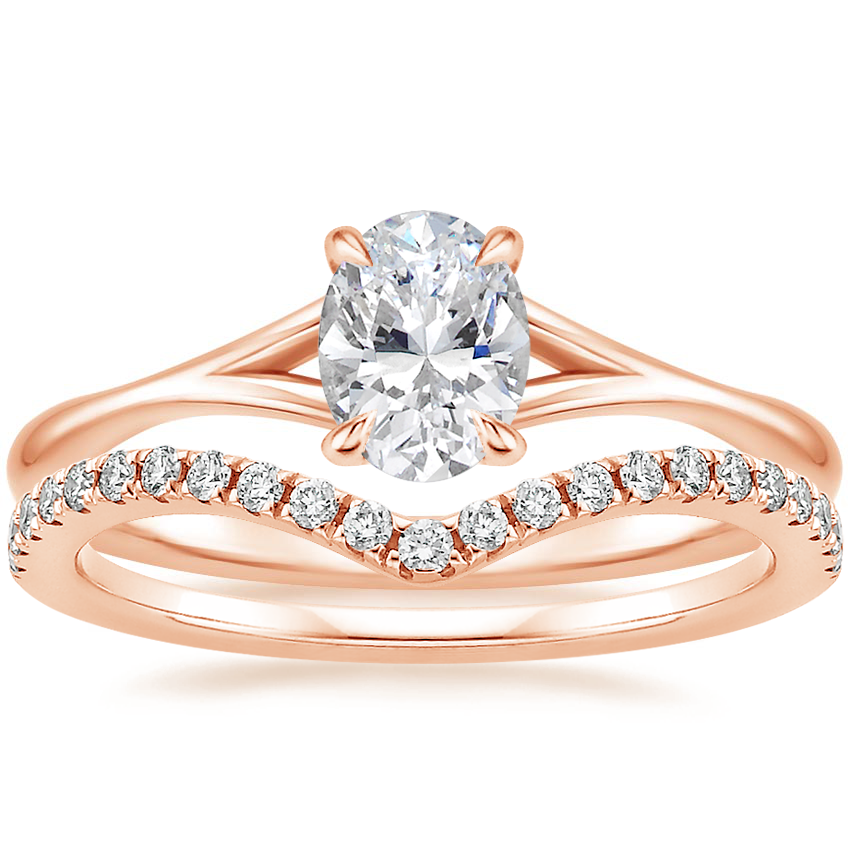 14K Rose Gold Valetta Ring with Flair Diamond Ring (1/6 ct. tw.)