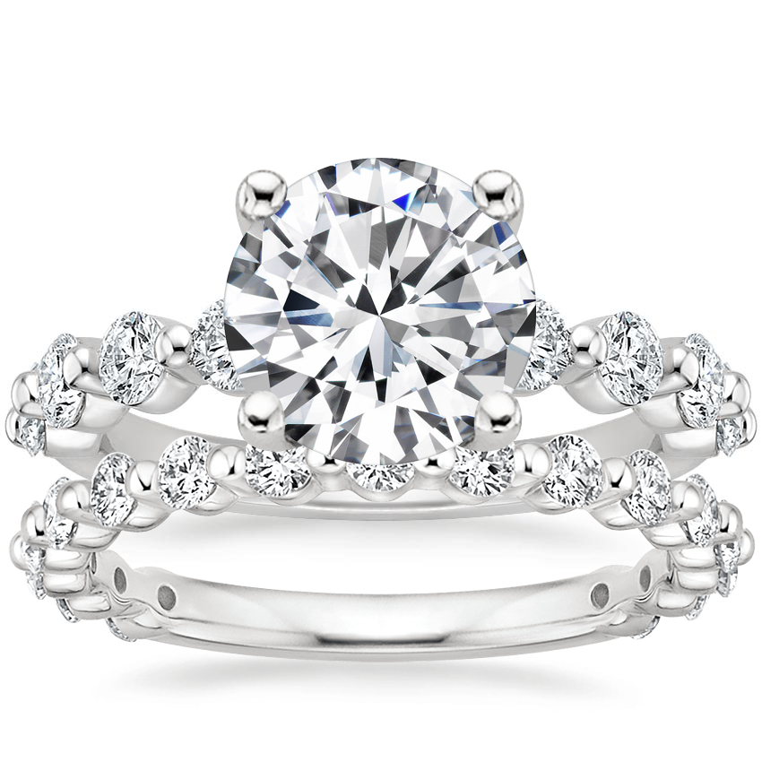 18K White Gold Monaco Diamond Ring (2/3 ct. tw.) with Luxe Marseille Diamond Ring (1/2 ct. tw.)