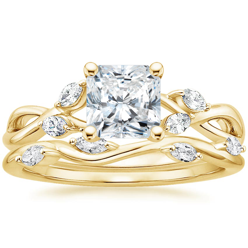 18K Yellow Gold Willow Diamond Ring (1/8 ct. tw.) with Winding Willow Diamond Ring (1/8 ct. tw.)