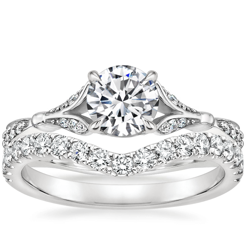 18K White Gold Zinnia Diamond Ring (1/3 ct. tw.) with Luxe Flair Diamond Ring (1/3 ct. tw.)