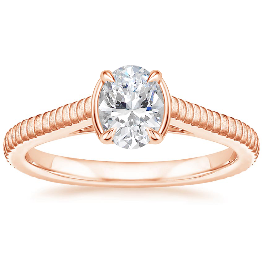 Oval 14K Rose Gold Jade Trau Satin Esthética Solitaire Ring
