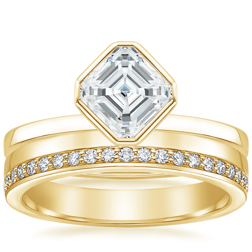 Cielo Bezel Ring with 3mm Austin Diamond Ring in 14K Yellow Gold ...
