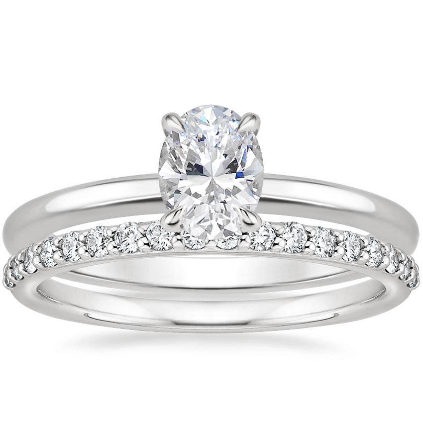 18K White Gold Elodie Ring with Petite Shared Prong Diamond Ring (1/4 ct. tw.)