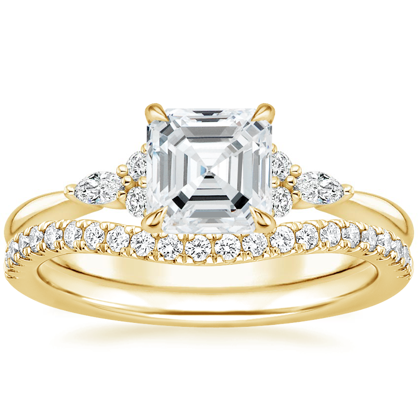 18K Yellow Gold Nadia Diamond Ring with Curved Ballad Diamond Ring (1/6 ct. tw.)