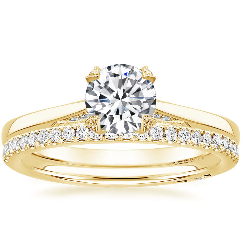 18K Yellow Gold Simply Tacori Diamond Ring (1/8 ct. tw.) with Simply Tacori Diamond Ring (1/5 ct. tw.)