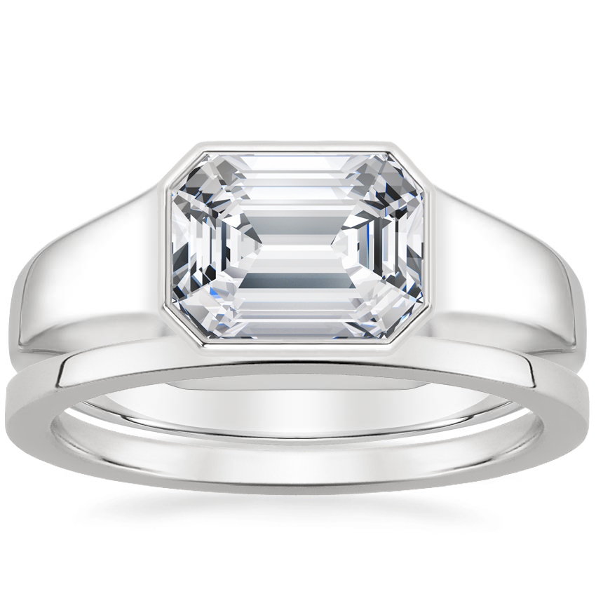 Platinum Haiden Ring with Petite Quattro Wedding Ring