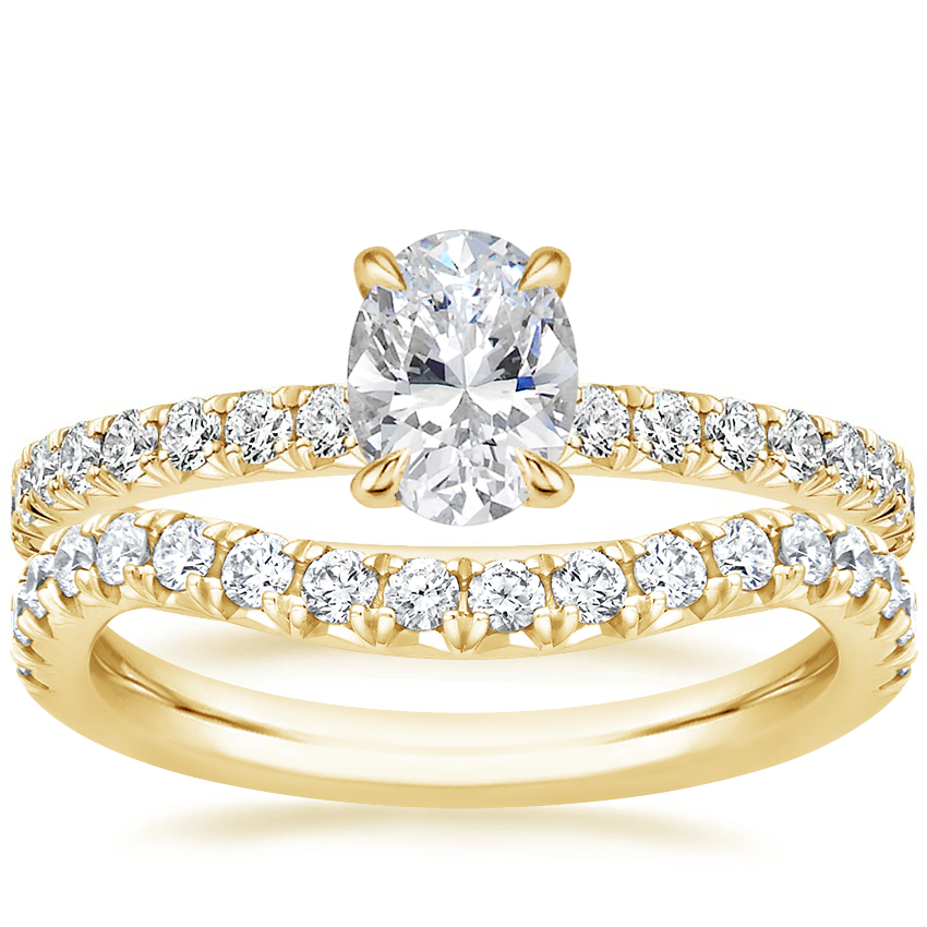 18K Yellow Gold Amelie Diamond Ring with Curved Amelie Diamond Ring