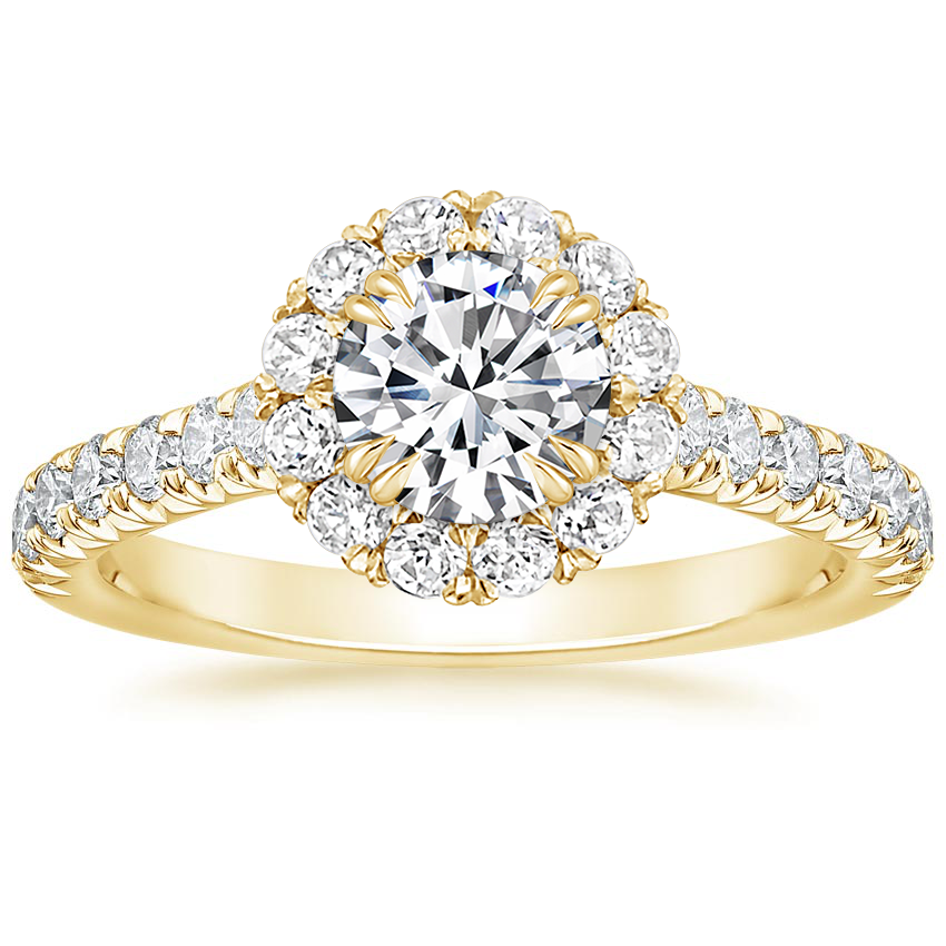 18K Yellow Gold Sienna Halo Half Coverage Diamond Ring, large top view