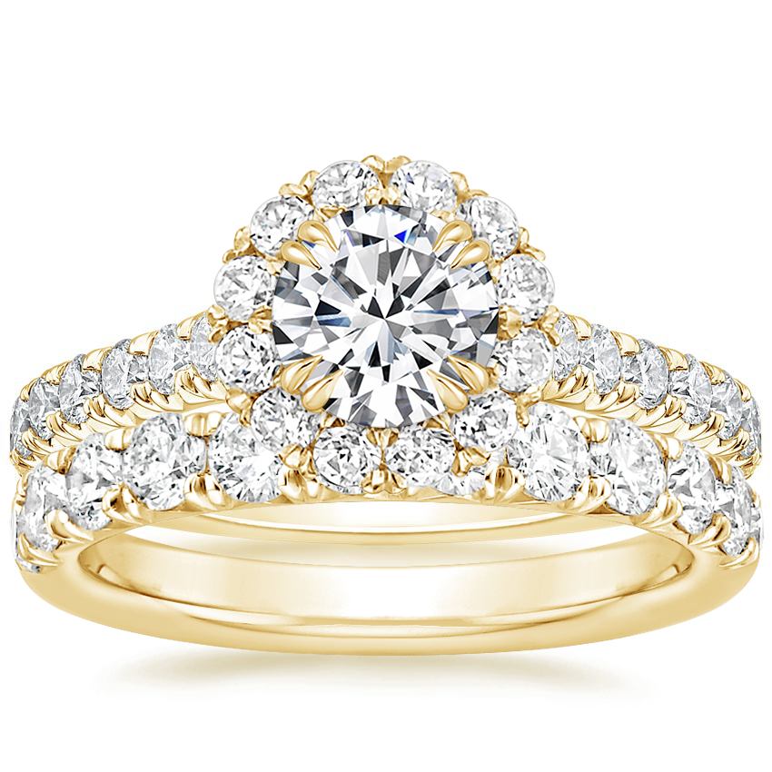 18K Yellow Gold Sienna Halo Diamond Ring with Anthology Diamond Ring (2/3 ct. tw.)