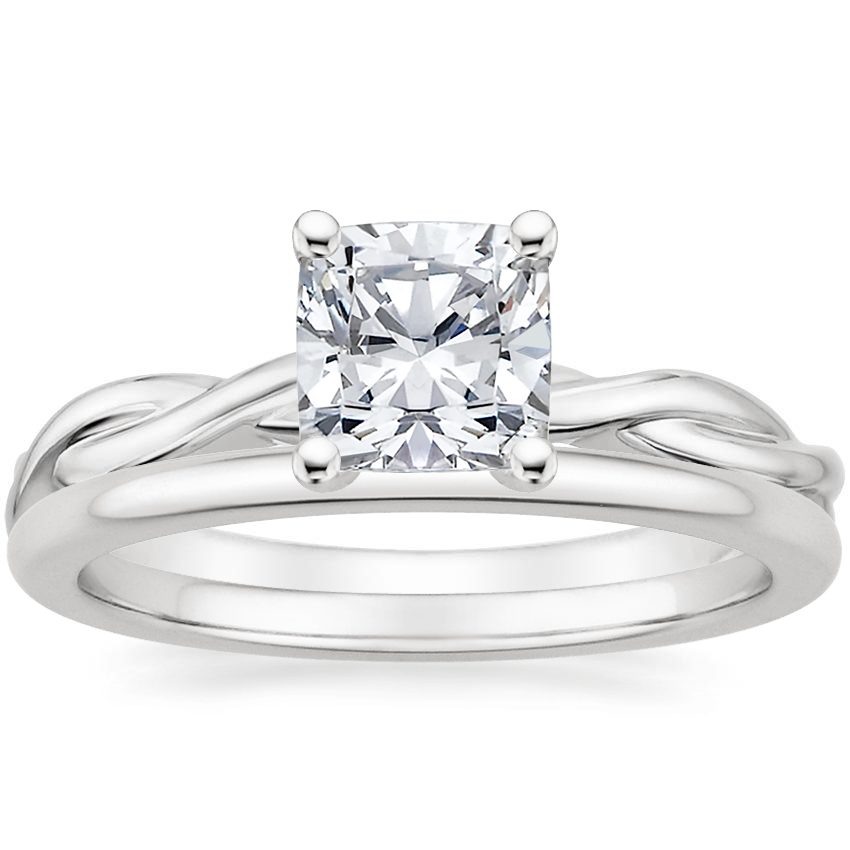 Platinum Twisted Vine Ring with Petite Comfort Fit Wedding Ring