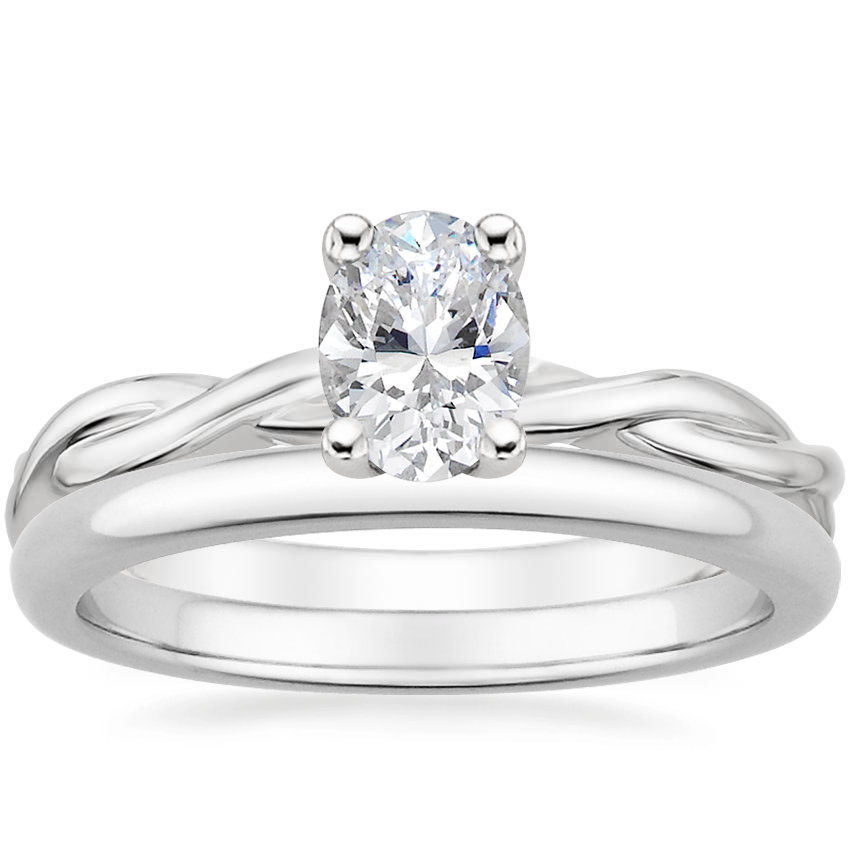18K White Gold Twisted Vine Ring with 2mm Comfort Fit Wedding Ring