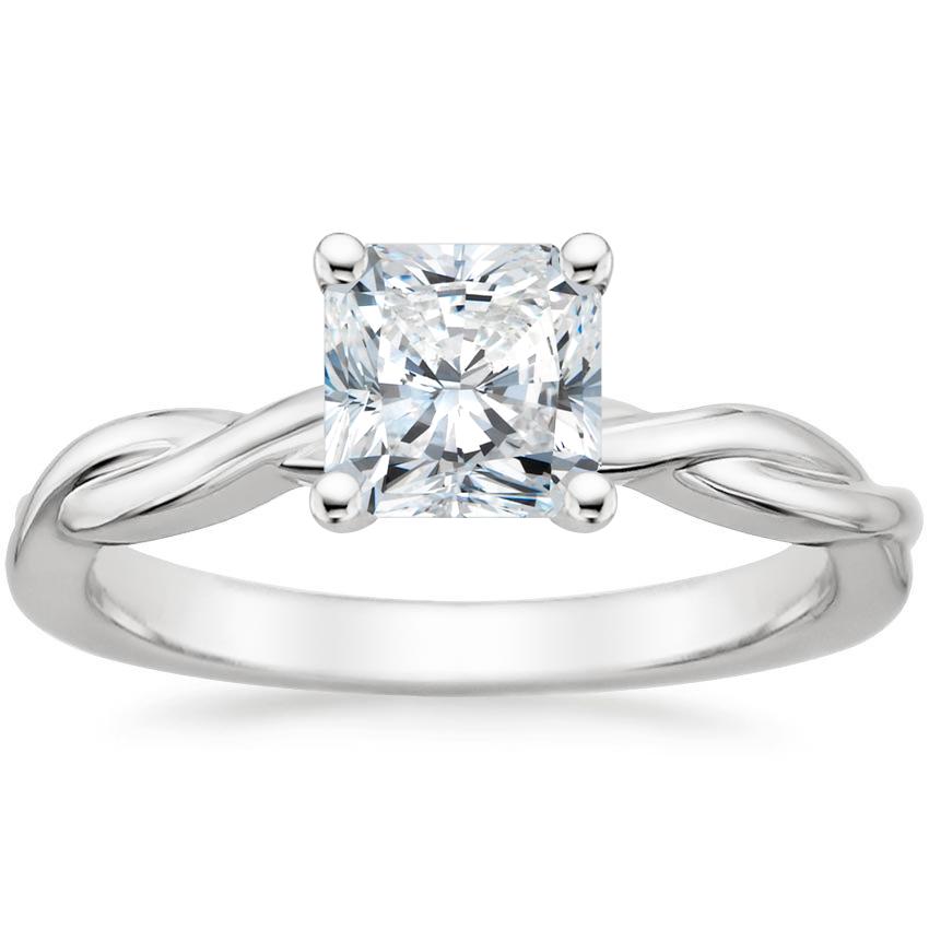 18K White Gold Twisted Vine Solitaire Ring, large top view