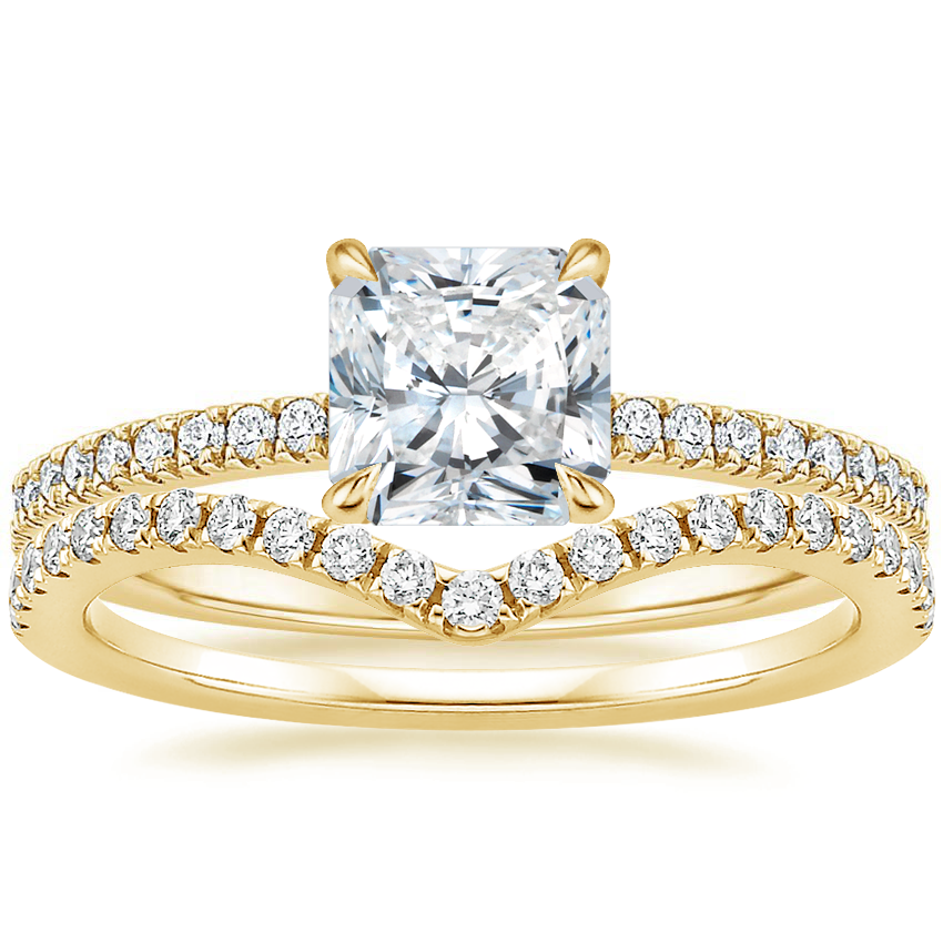 18K Yellow Gold Viviana Diamond Ring (1/4 ct. tw.) with Flair Diamond Ring (1/6 ct. tw.)