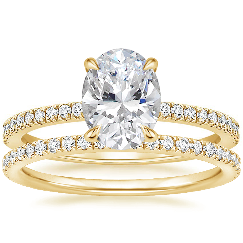 18K Yellow Gold Viviana Diamond Ring (1/4 ct. tw.) with Luxe Ballad Diamond Ring (1/4 ct. tw.)